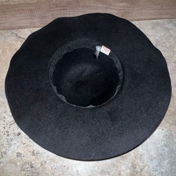 Altar'd State Black Floppy Boho Hat Oversized Wide Brimmed w Brown Cord Detail - Picture 8 of 14
